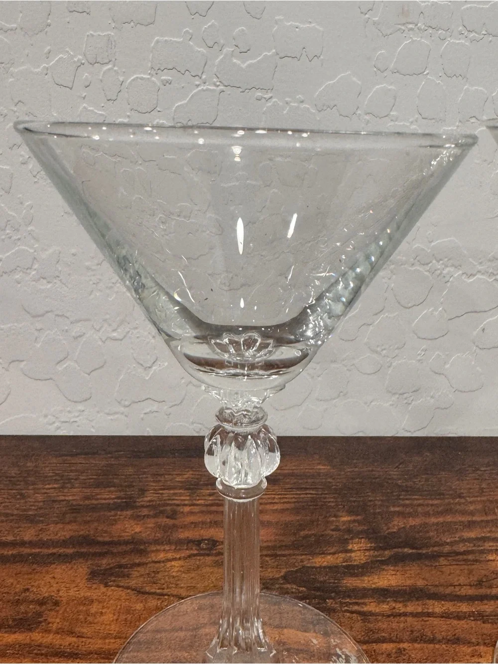 Libbey Retro Crystal Cocktail Glass Set Of 2 Faceted Stem Mid Century Starburst